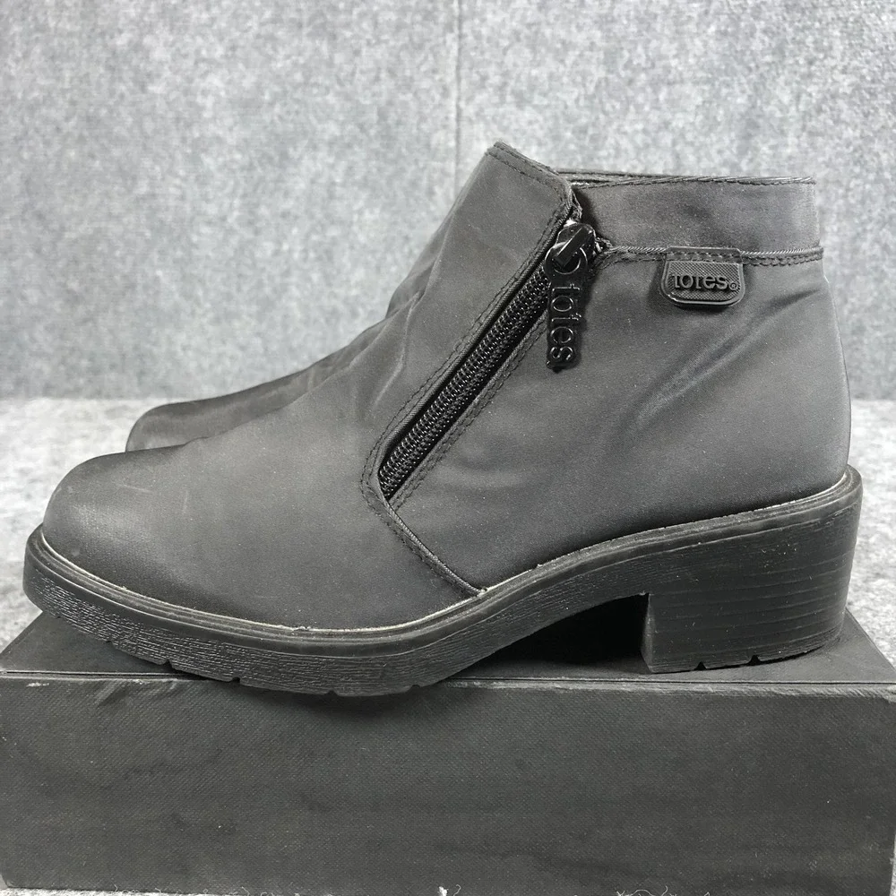 Totes Boots Womens Size 7 Black Piedmont‎ Ankle Block Heel Side Zip Booties